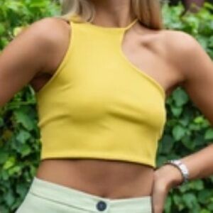 Bershka Yellow Crop Top